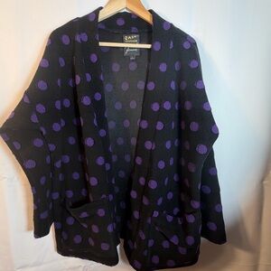 Zaza Couture Women's Black and Purple Polka Dot Cardigan